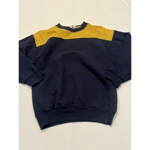Men's Vintage Miller Color Block Pullover Crewneck Sweater Longsleeve L